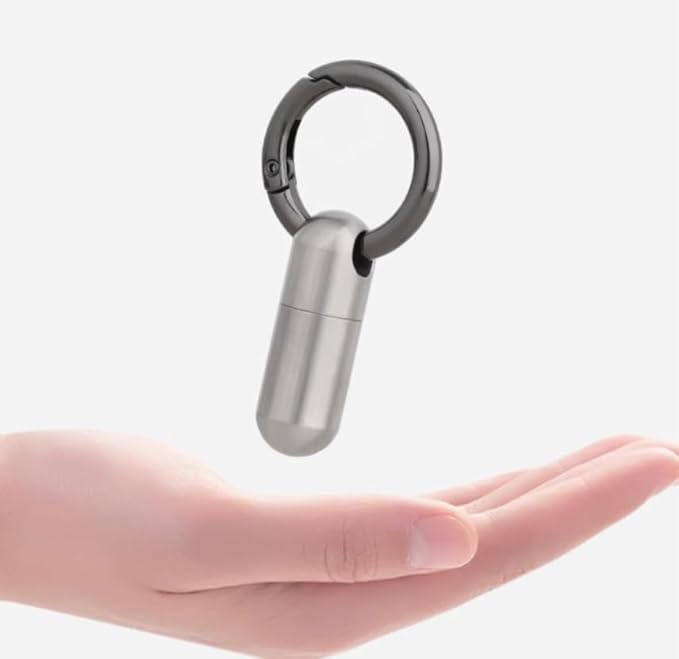 Titanium Keychain Pill Holder Mini Daily Pill Box Pendant Container Waterproof Metal Case Bottle Portable Organizer (Ti 2 with Ring)