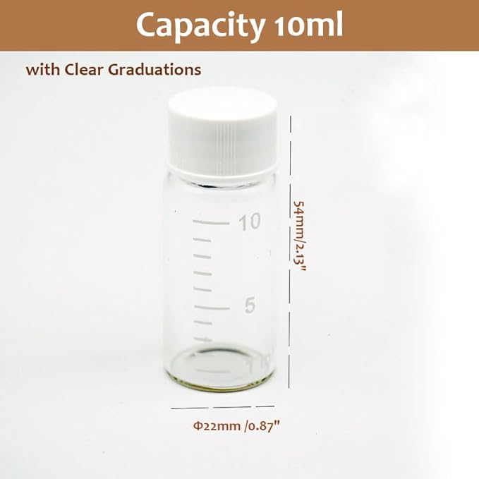 4 Pcs Liquid Medicine Travel Container Small Liquid Medicine Dispenser Containers Leak-Proof Travel Glass Pill Bottle with Scale (10ml)