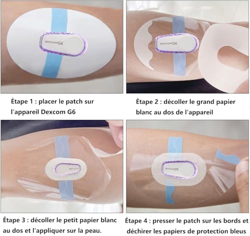 55 Pack Dexcom G6 Adhesive Patches,Waterproof & Transparent Dexcom G6 Overpatch for 10 Days Long Stay Fixation Monitor Protection，Easy to Use Pre-Cut Adhesive Tape.
