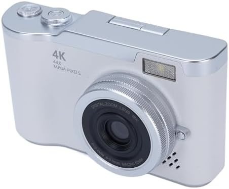 48MP Digital Camera, 1080P Video Camera, 8X Zoom, 2.4 Inch HD Flip Screen, LED Fill Light, Long Battery Life, with Multiple Functions for Entertaining Photography (White)