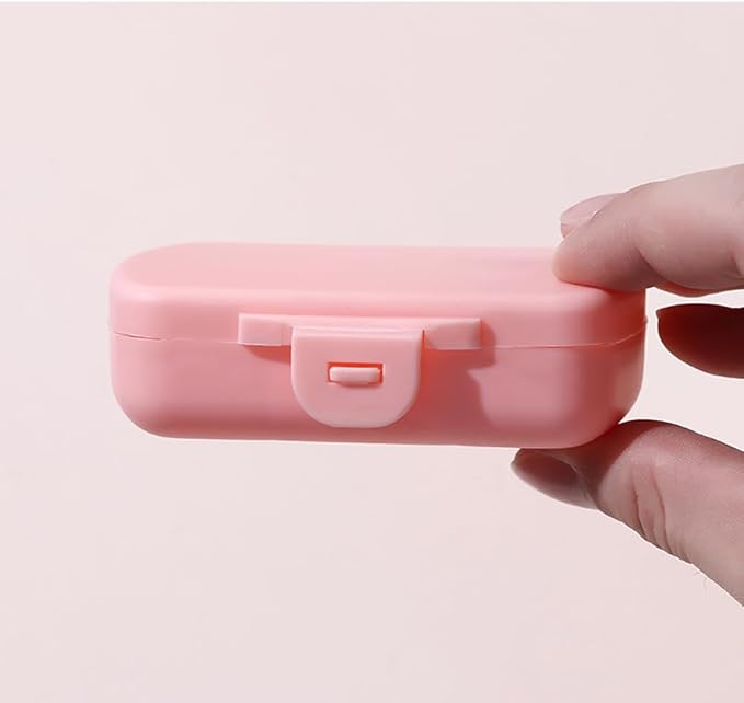 2 Pack Travel Pill Organizer, 6 Compartments Daily Pill Case, Compact Medicine Vitamin Container, Portable Small Pill Box for Purse or Pocket