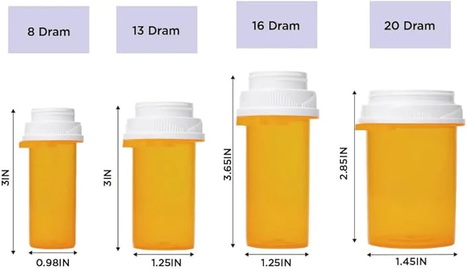 16 Dram Push Down and Turn Vials for Pharmacy 270 Pcs Empty Pill Bottles with Reversible Caps, Mini Pill Organizer Containers Child-Resistant Small Travel Pill Dispenser for Bulk Use