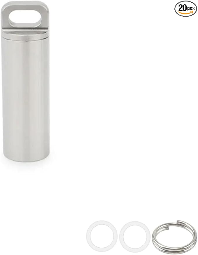 Titanium Pill Container Keychain, Waterproof EDC Pill Holder for Vitamins & Medication, Ultra-Lightweight Metal Pill Case Organizer for Men & Women, Portable Travel Pill Box (S)