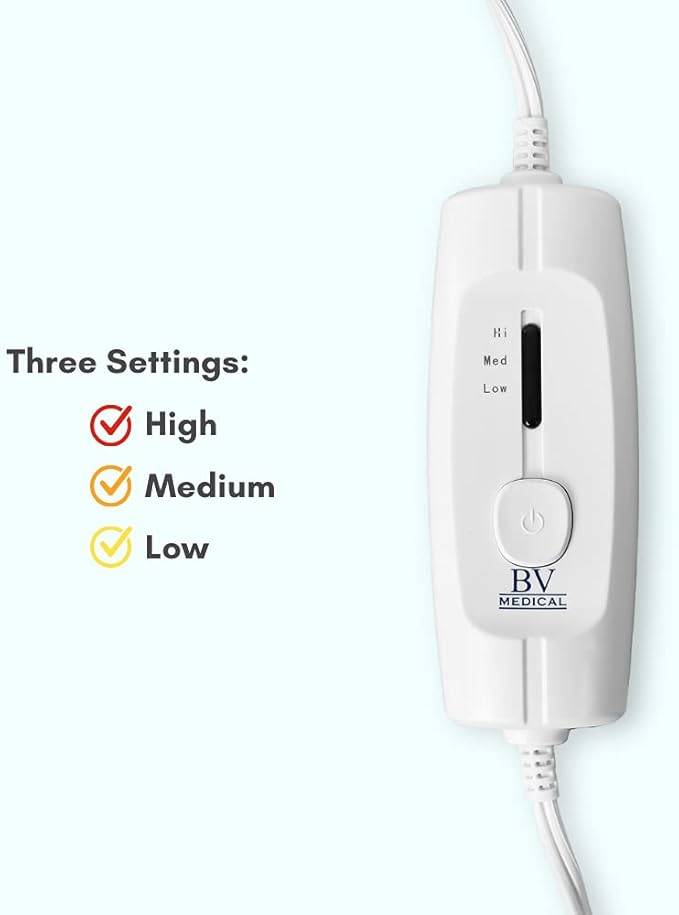 Heating Pad with Three Heat Settings W/No Auto Shut Off/12" X 24"