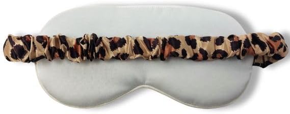 Funky Junque Adjustable Satin Sleep Mask for Women, Silk Filled Eye Mask, Ultra Lightweight, Blocks Light, for Travel, Meditation - Leopard