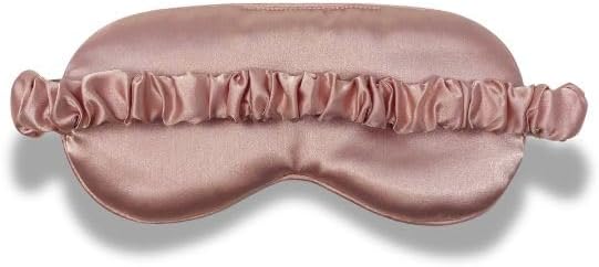 Funky Junque Adjustable Satin Maroon Sleep Mask for Women, Ultra-Lightweight Eye Mask Blocks Light for Sleep, Travel and Meditation - Rose