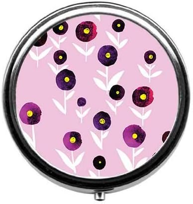 Flowers in Scandinavian Style Cute Pill Box/Pill case-Round Pill Box/case- Three-Compartment Pill Box/Pill case …