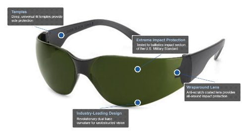 Gateway Safety 4666 UL-Certified StarLite Safety Glasses, IR Filter 5.0 Lens, Black Temple