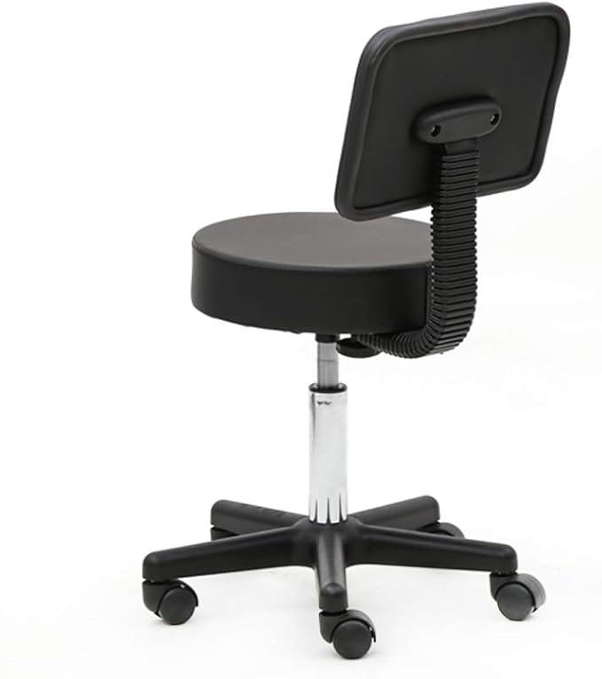Swivel Salon Stool Chair with Back Support Adjustable Hydraulic Rolling Stool with Backrest for Beauty Barber Tattoo Massage (Style 3-Black)