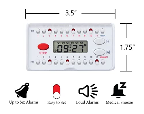 e-Pill 4 Times a Day x 7 Day Large Weekly Pill Organizer, Vitamin and Medicine Pill Box - with Discreet Case and Pill Reminder