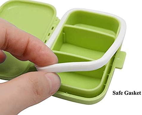 Small Pill Box Supplement Case for Pocket or Purse - 3 Removable Compartments Travel Medication Carry Case - Daily Vitamin Organizer Box (Pink+Blue)