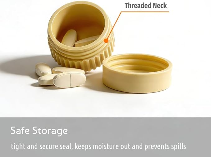 4pc Soft Silicone Pill Organizer, Small Compact Pill Case for Purse, Portable Jewelry Holder, Color-Coded Medicine & Vitamin Box (BGPP)