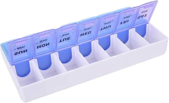 7-Day Pill Box Case Weekly and Daily Pill Organizer 2 Times a Day AM/PM for Vitamin Supplements, Medication