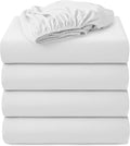 4 Pack Fitted Hospital Bed Sheets with Elastic All Around for a Double Brushed Ultra Soft Breathable 100% Microfiber Sheets, 36” x 84” x 12”