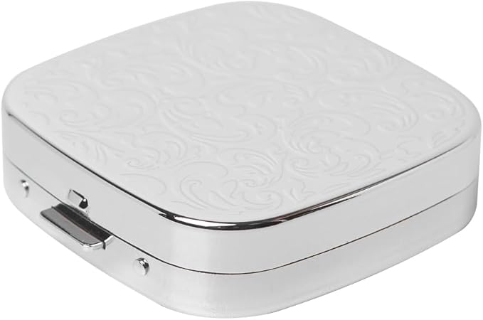 Simple Metal Portable Mini Medicine Box Storage Case (3 compartments Silver)