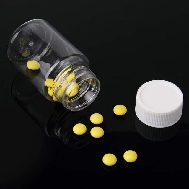 4 Pcs Clear Medicine Pill Bottles, 80ml Empty with Caps Plastic Pill Bottles Clear Travel Medication Pill Bottle for Organizers Storing Fish Oil Medication Candy Medication Aids