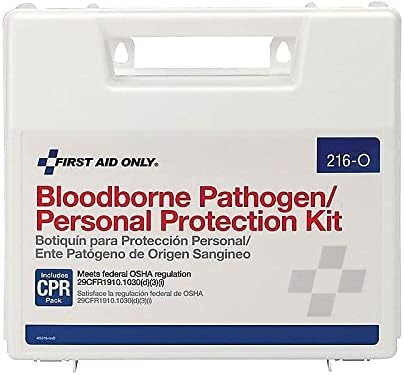 First Aid Only 216-O Blood Pathogen Clean Up Kit with 6-Piece CPR Pack, 29-Piece Body Fluid Clean Up Kit in Plastic Case