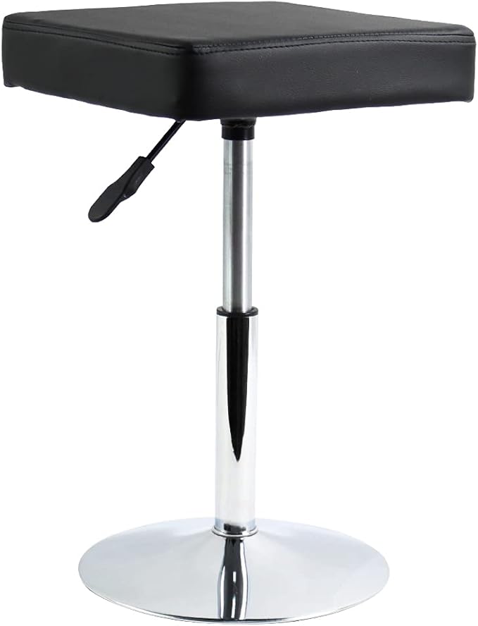 FURWOO Black Square Salon Stool - Height Adjustable Step Stool for Vanity,Manicure,Shop,Barber Home Office,Small
