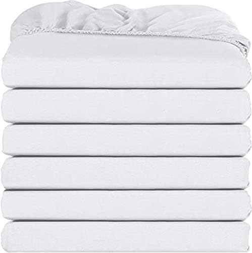 6 Pack Fitted Hospital Bed Sheets with Elastic All Around for a Double Brushed Ultra Soft Breathable 100% Microfiber Sheets, 36” x 84” x 12”