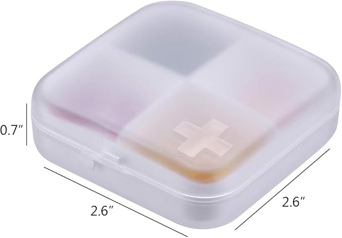 Portable Pill Organizer - Slim Pill Box for Purse or Travel, Compact Pill Case(4 Compartment,White)