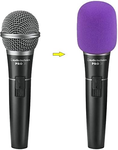 Fielect 2Pcs Microphone Cover Sponge Foam Mic Cover Handheld Microphone Windscreen Shield Protection Micro Foam Filter Purple for KTV Broadcasting