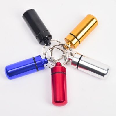 Waterproof Aluminum Pill Box Case Bottle Cache Drug Holder Keychain Container 6 Pcs,6 Color