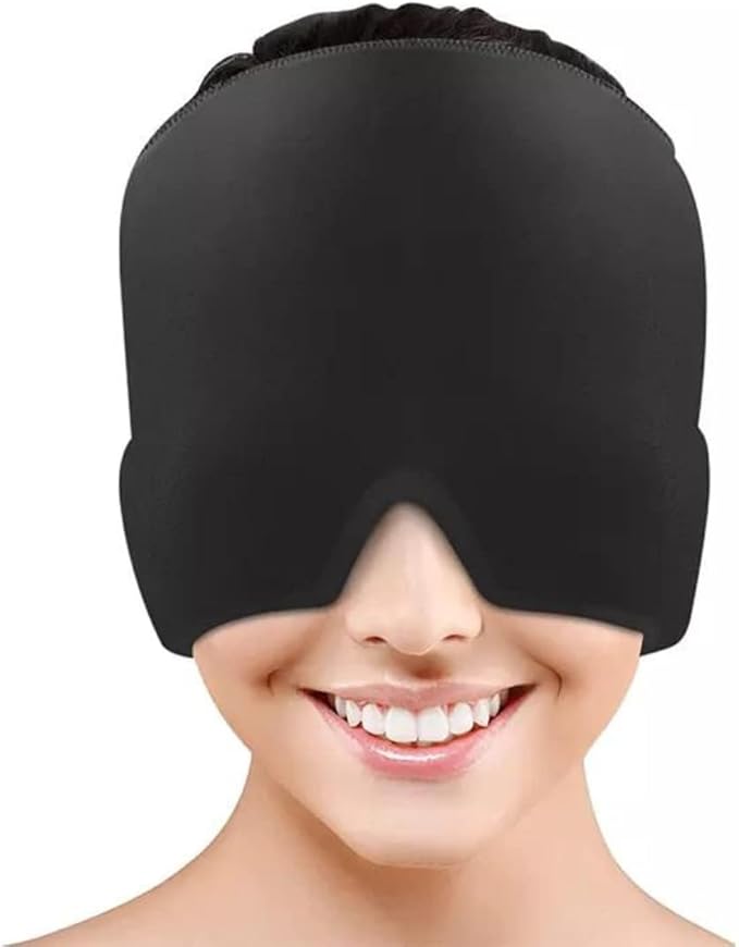 Hameisen Headache Cap Migraine, Gel Ice Headache Relief Hat, Wearable Cold Therapy Migraine Relief Cap, Comfortable & Stretchable Ice Pack Eye Mask for Puffy Eyes, Tension and Stress Relief