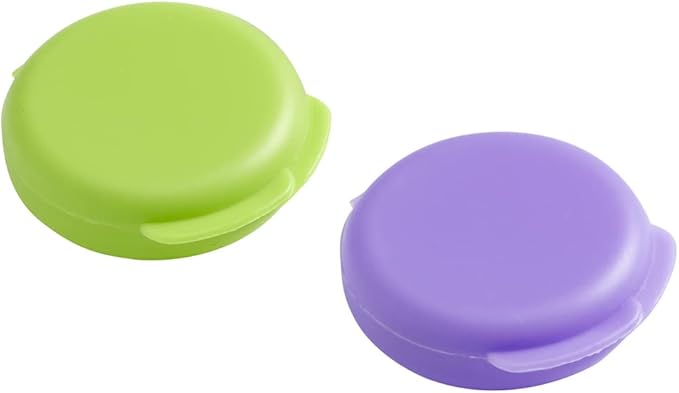 EZY DOSE Daily Round 2 Pack Portable Pill Boxes and Organizers with Snap Shut Lids, Perfect for Travel, Blue Purple and Blue Pink, 2 Pack