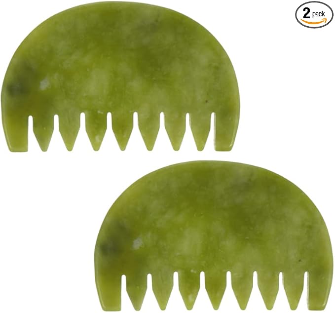 Healifty Jade Comb Scalp Massager - Fine Tooth Jade Scalp Comb for Hair Massage Tools and Spa Therapy - Handheld Gua Sha Tool for Relaxation and Buildup Removal 3.54X2.28X0.11In