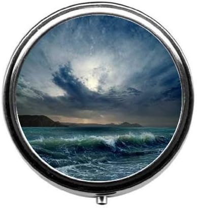 Sea Wave Pattern Cute Pill Box/Pill case-Round Pill Box/case- Three-Compartment Pill Box/Pill case