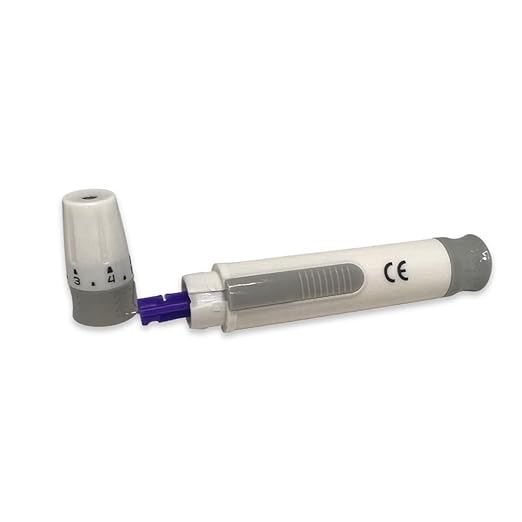 One Step Lancing Device & 100 x 30 Gauge Twist Top Lancets, Blood Sampling Pen, 5 Depth Settings, Gluco Sugar Level Testing, Less Pain and Ejector