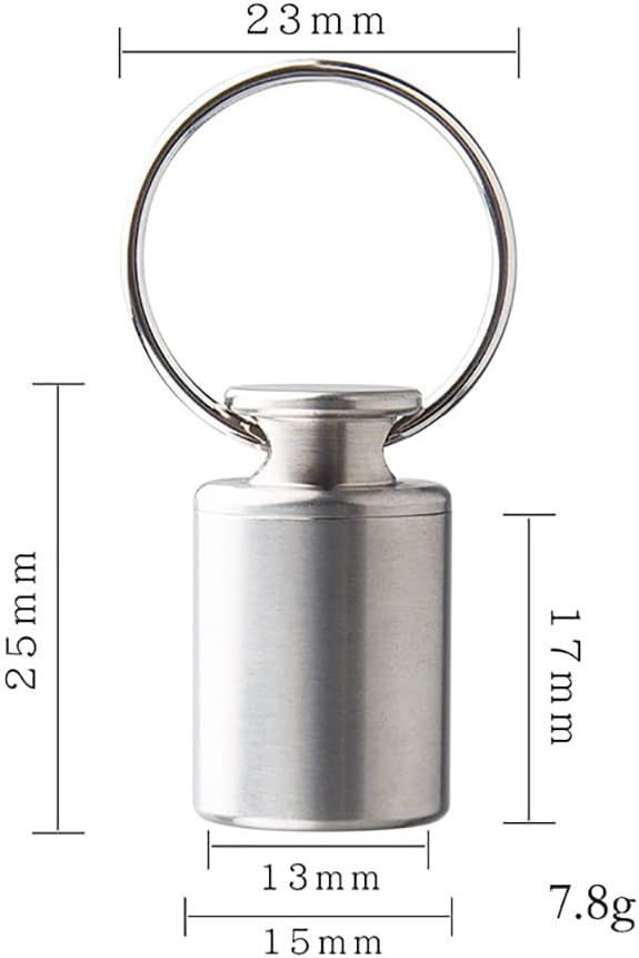 Titanium Keychain Pill Holder Mini Waterproof Pill Container Portable Pocket Pill Case Small Pill Storage Box Organizer for Men Daily Outdoor Camping Travel (B)