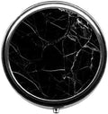 Black Marble Cute Pill Box/Pill case-Round Pill Box/case- Three-Compartment Pill Box/Pill case …