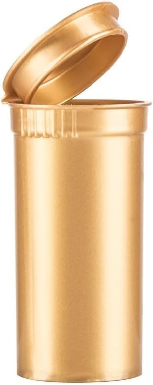 Sandhill Tools Multi-Use Airtight Empty Pill Bottles, 13 Dram Child Resistant Plastic Pop Top Bottle Organizer for Supplements, Vitamins & Medicines, 12 Pack (Gold Opaque)