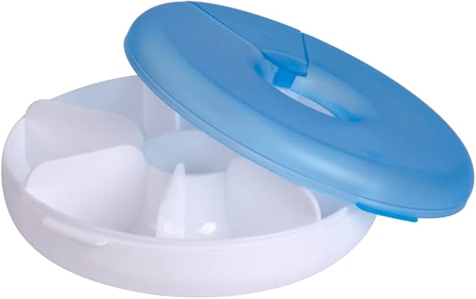 EZY DOSE Weekly (7-Day) Round Pill Case, Medicine Planner, Vitamin Organizer Box, Convenient and Easy to Use, Easy Fill All Compartments at Once, Travel Sized, Color May Vary, BPA Free