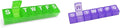 EZY DOSE Weekly (7-Day) Pill Organizer, Vitamin Planner, and Medicine Box Bundle - Medium Compartments, Green and Purple