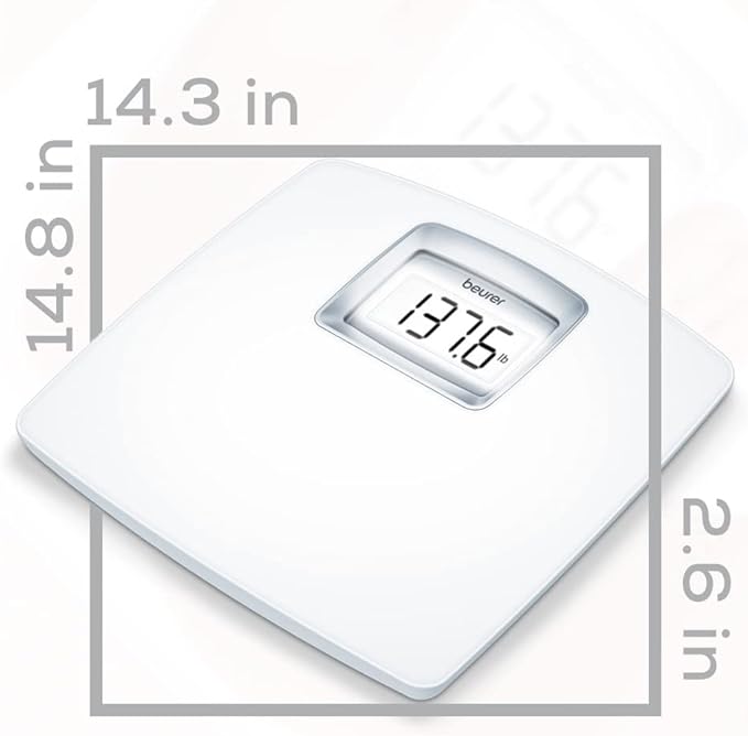 Beurer PS25 Digital Bathroom Scale for Body Weight – 400lb Capacity, Auto-Calibrate, XL Backlit Display – Glass, Precise and Accurate Body Scale