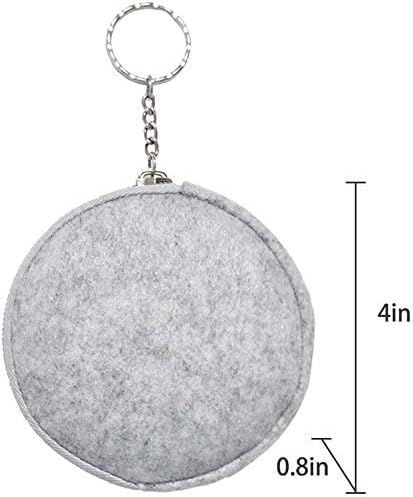 Pill Box Protective Bag Felt Coin Purse Zipper Round Daily Pill Cases Bag pill organizer storage bag (Light Grey Bag)