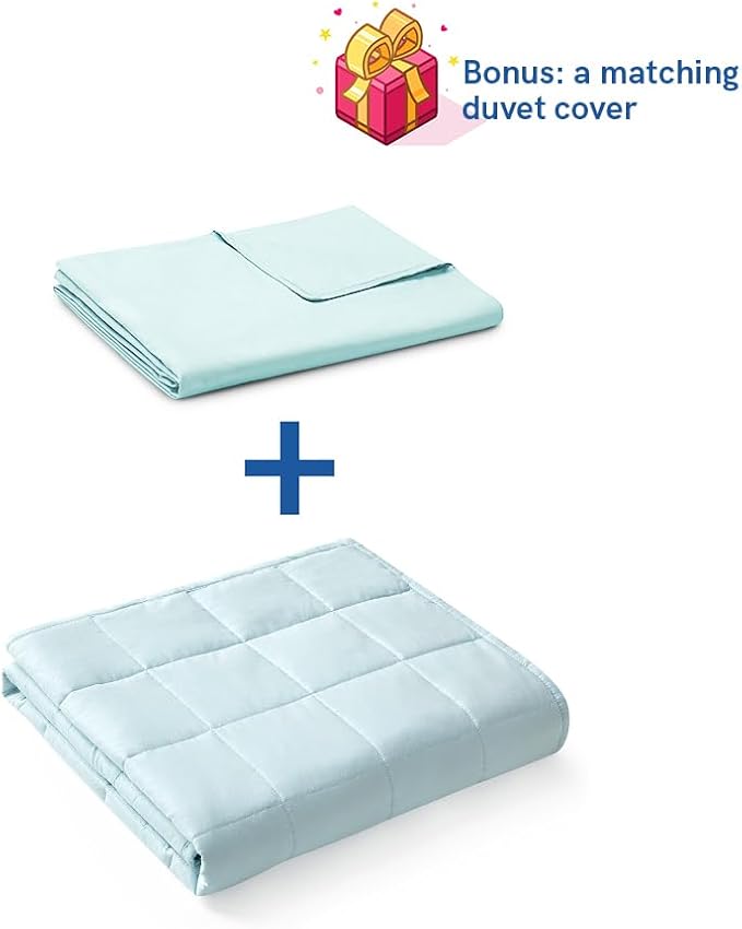 YnM Weighted Blanket,Heavy 100 Percent Oeko-Tex Certified Cotton Material(Light Blue, 80''x87'' 30lbs), Two Persons(140~240lb) Sharing Use on Queen/King Bed | A Duvet Included