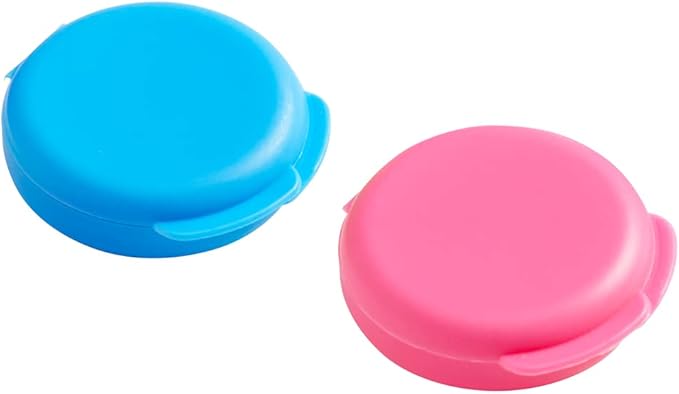 EZY DOSE Daily Round 2 Pack Portable Pill Boxes and Organizers with Snap Shut Lids, Perfect for Travel, Blue Purple and Blue Pink, 2 Pack