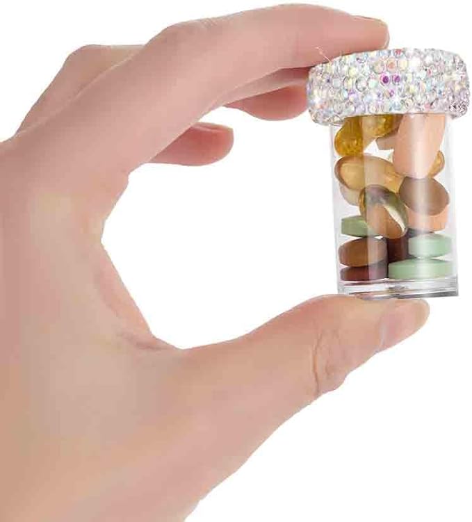Bling Diamond Portable Waterproof Pill Case Medicine Dispenser Bottle Storage for Outdoor Camping Travel (Colorful)