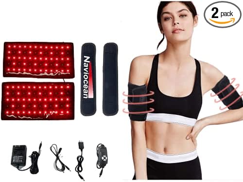 2Pcs Infrared Red Light Thera-py Arm Belt, 660nm and 850nm Red Light Thera-py Arm Wrap with Timer & Brightness Setting Red Light Arm Pad for Arm Knee Shoulder Joints Muscle Pain Relief