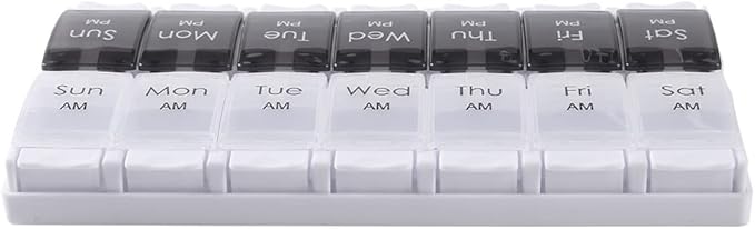 7 Day Pill Organizer 2 Times a Day - Weekly Medicine Dose Organizer Box, Vitamin Holder Case, Big Pill Container Box, 7 Day AM PM