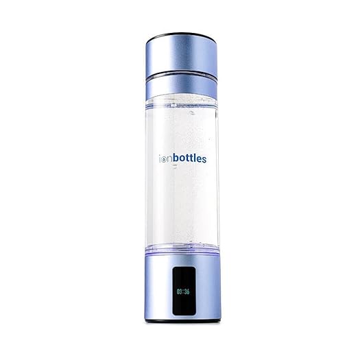 IonBottles Atom Hydrogen Water Bottle - 10 oz, 5 PPM, SPE/PEM, Dual Chamber, Pressure Relief Valve, Digital Timer, BPA-Free Tritan Strong Bottle Design, USB Type-C