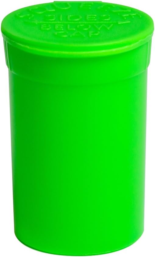 6 Dram Pop Top Bottles, Pill Storage Container, Multi-Color Pack, Airtight Seal, 720 Count (Green)