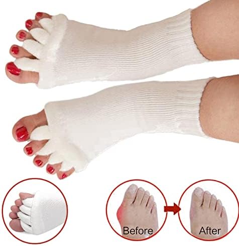 AIBEARTY 3 Pairs Yoga Sport Gym Five Toe Separator Socks Foot Massage Toeless Socks