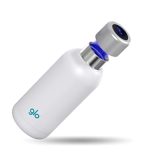 Glo - UV Water Smart Bottle | Eliminates Bad Odor and Taste | Double Insulation Stainless Steel BPA Free 400ml | Keeps Water Hot 12h and Cold 24h | Perfect for Camping Hiking Cycling and Survival