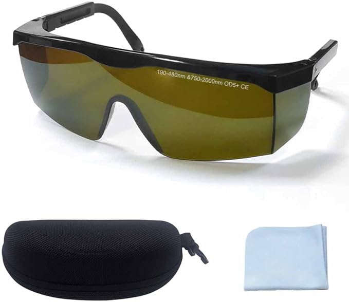 mozeeda Laser Safety Glasses Eye Protection, OD 5+190nm-480nm &750nm-2000nm Wavelength IPL Laser Glasses Eye Protection, Infrared Light for Laser Engraving Safety Goggles with Adjustable Temples