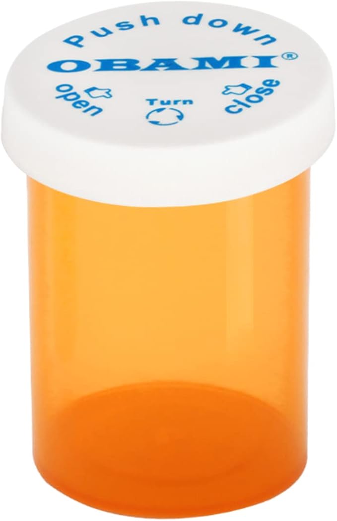Plastic Medicine Pill Bottles with Child Resistant Caps - Push Down and Turn - Prescription Vial, Medicine Container, Pill Cases Dispenser Organizers (12pcs, 20 Dram)