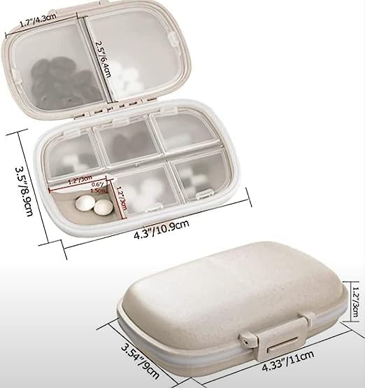 > Daily Pill Organizer, 8 Compartments Portable Pill Case,Travel Pill Box to Hold Medicines & Vitamins